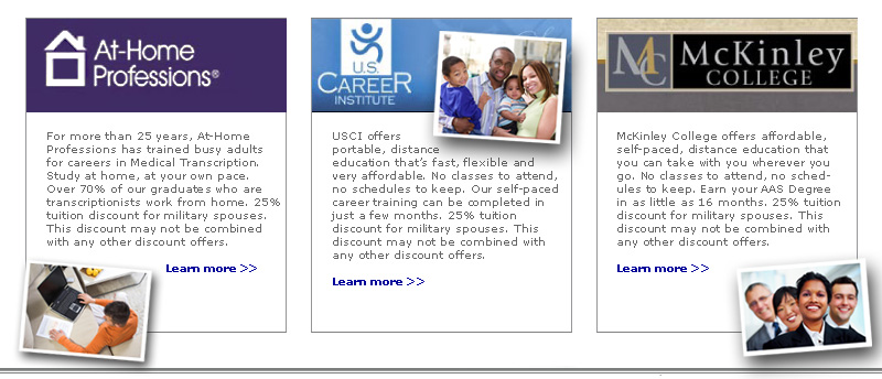At-Home Professions, US Career Institute, McKinley College.